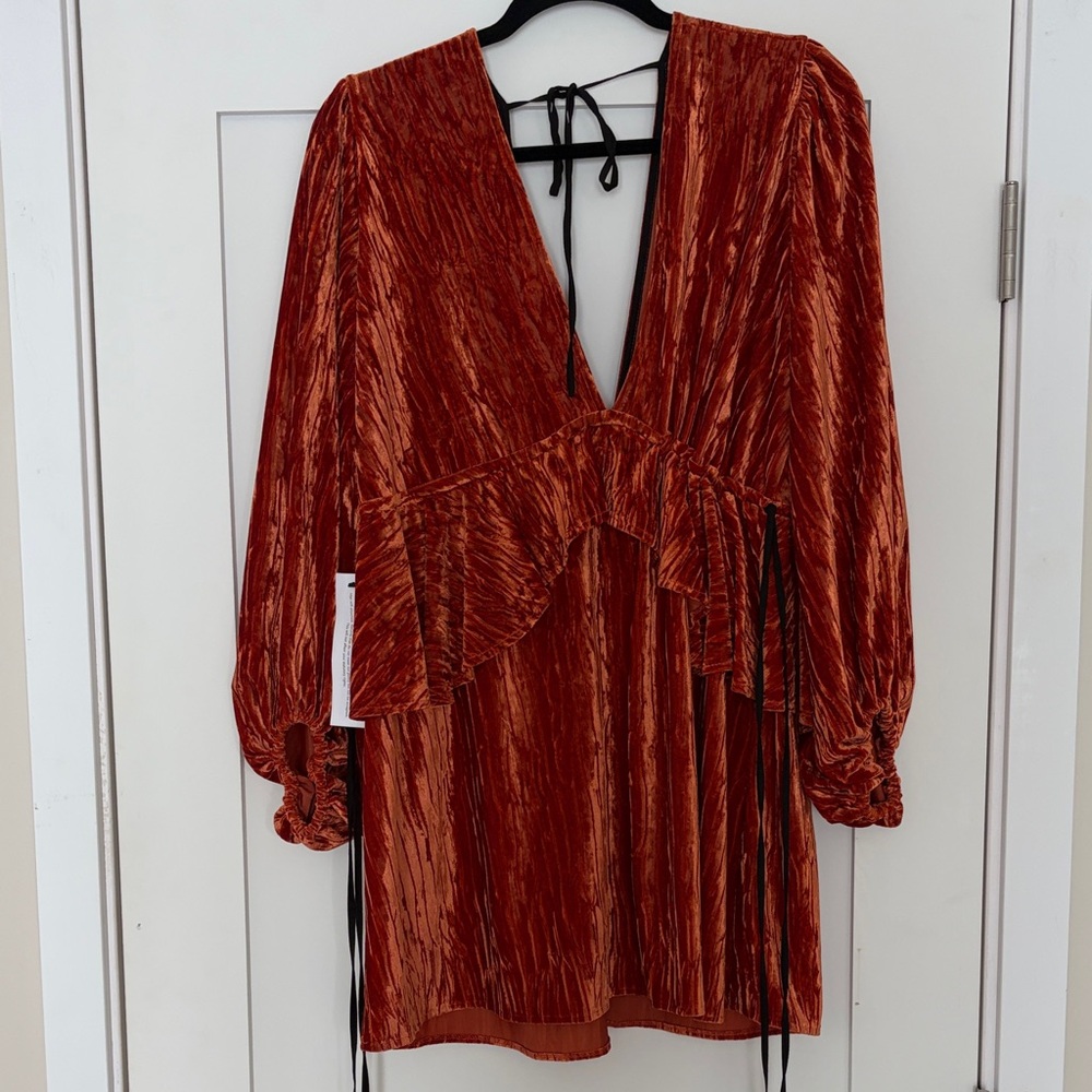 Topshop Burnt Orange Velvet Dress